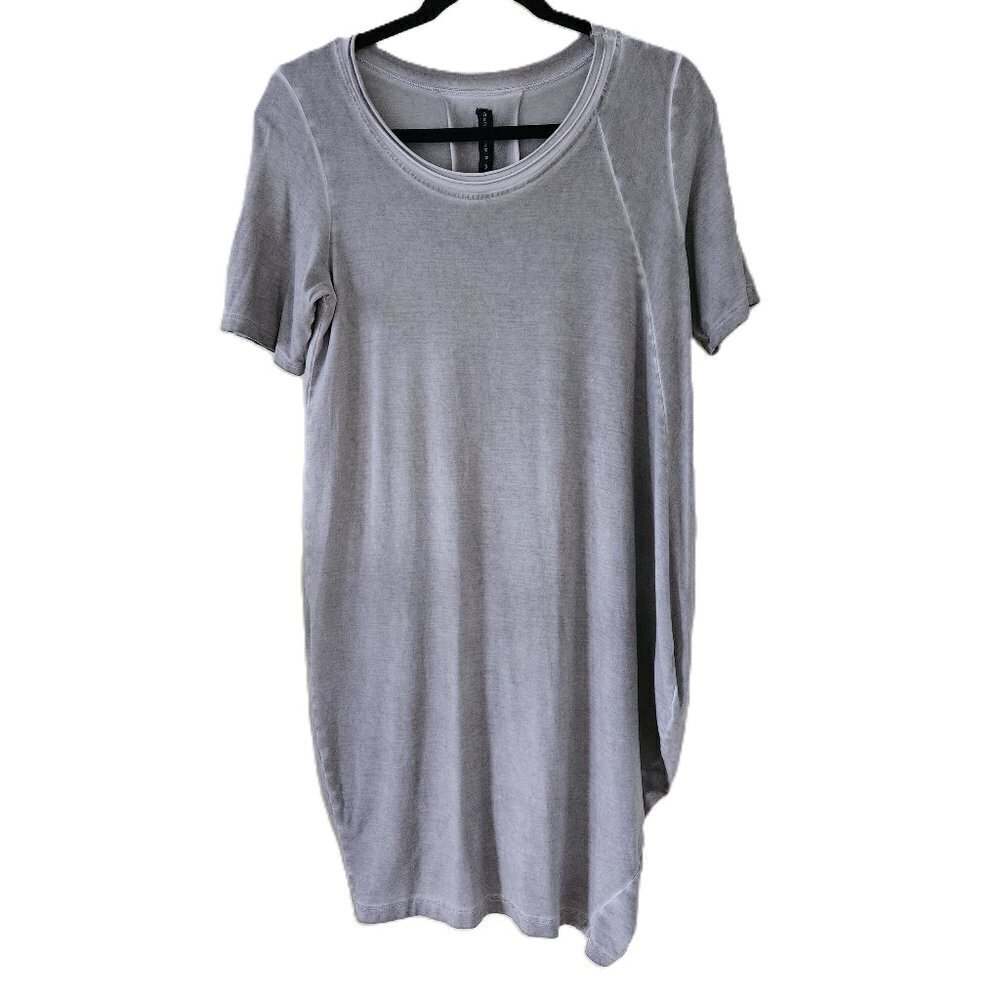 Gershon Bram Dress Womens S Khaki Olive Assymetric Balloon Hem SS Lagenlook Boho
